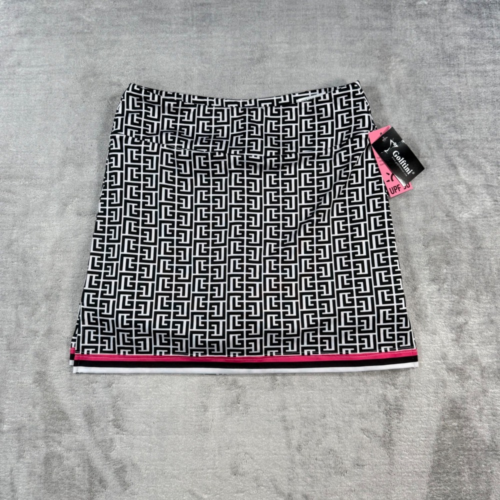 Golftini Ebb and Flow Skort Womens XS Black White Geometric UPF 30 Golf Skirt